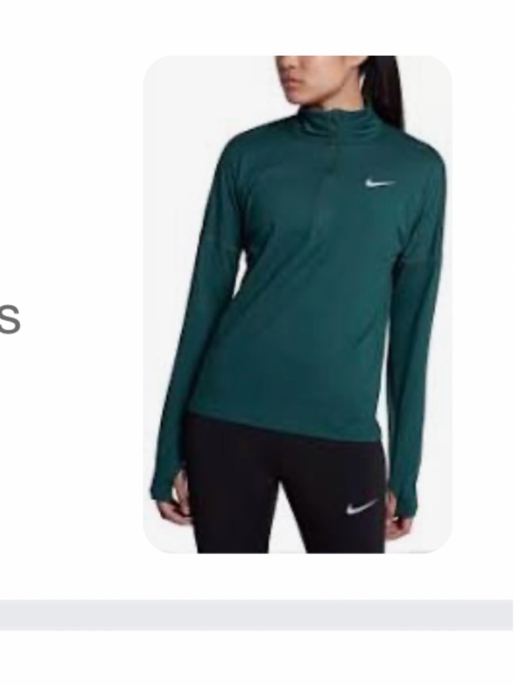 Nike Running Dri-Fit Women's Dark Teal Long-Sleeve 1/4 Zip Training Top
